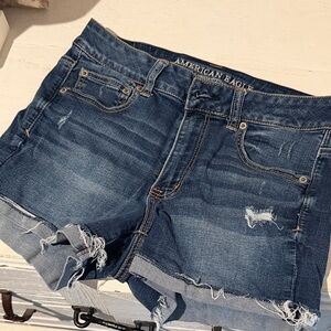 American Eagle Outfitters Blue Distressed Denim Shorts